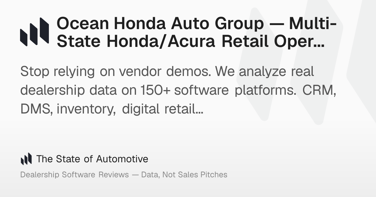 Ocean Honda Auto Group — Multi-State Honda/Acura Retail Operations ...